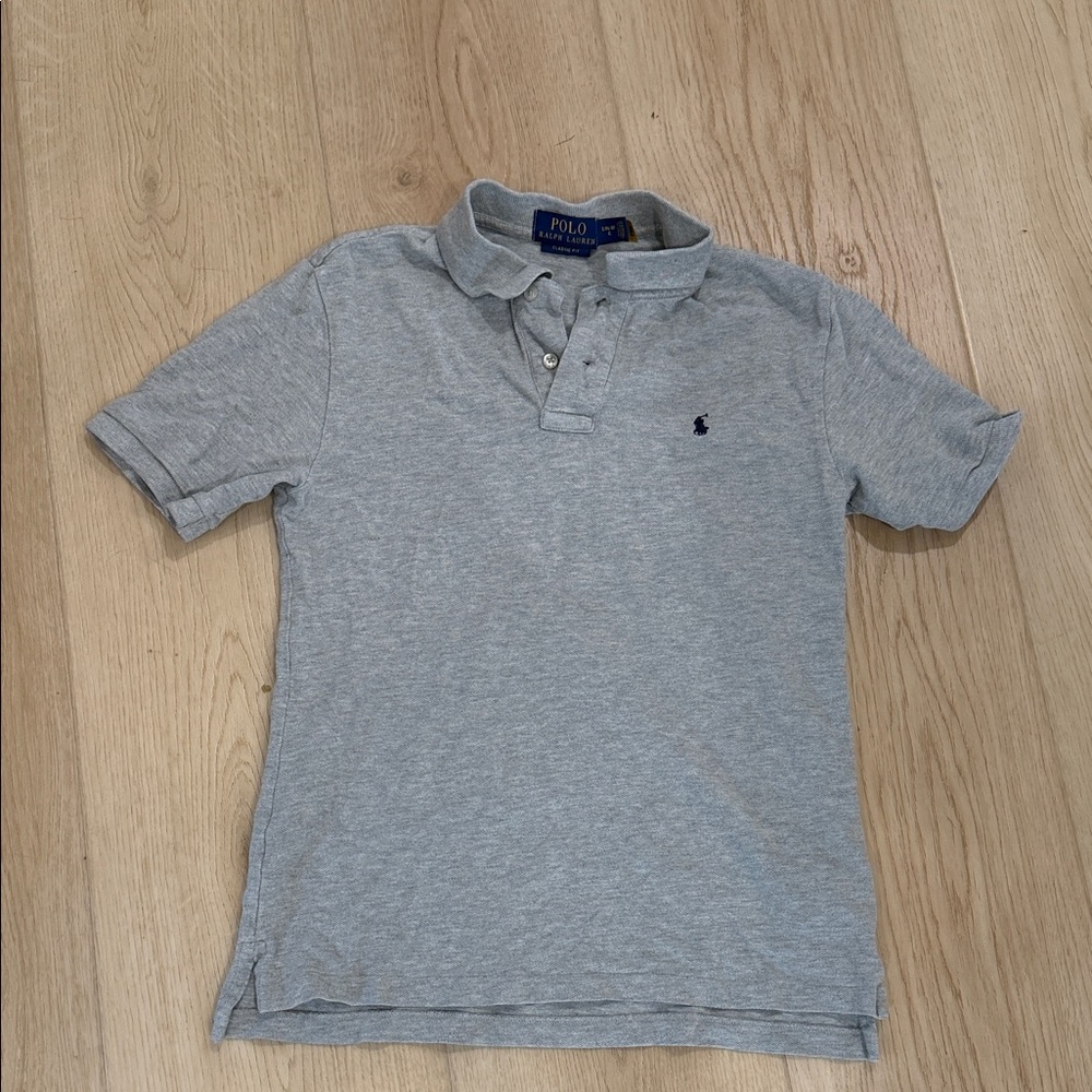 Polo by Ralph Lauren Boys Light Gray Polo Shirt with Navy Pony